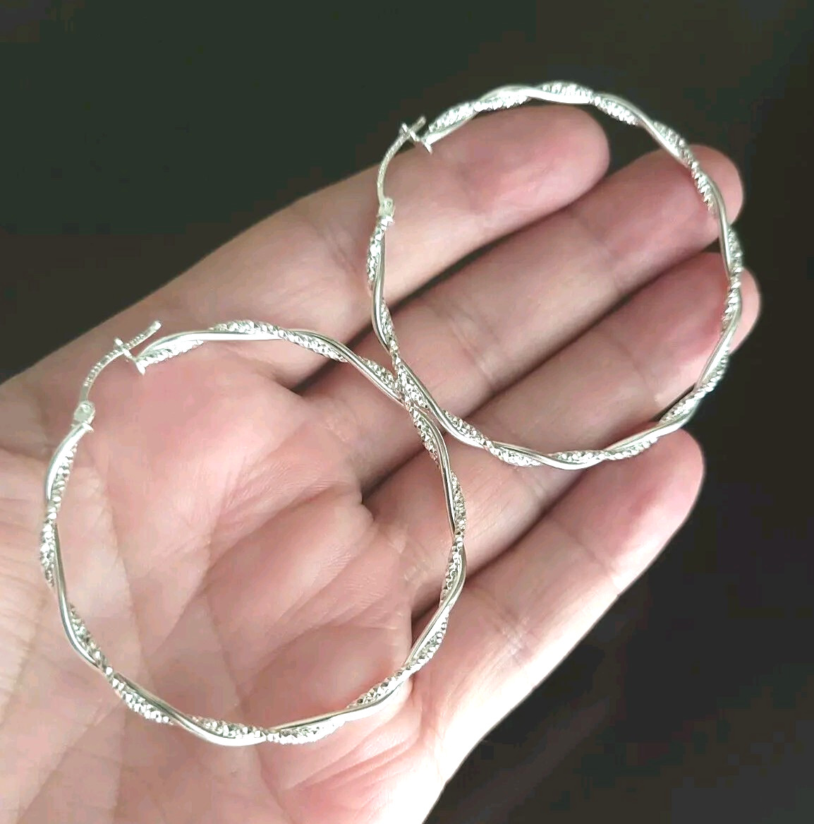 Erick’s Sterling Silver Braided 2 1/8 in. wide Hoop Earrings Taxco.925