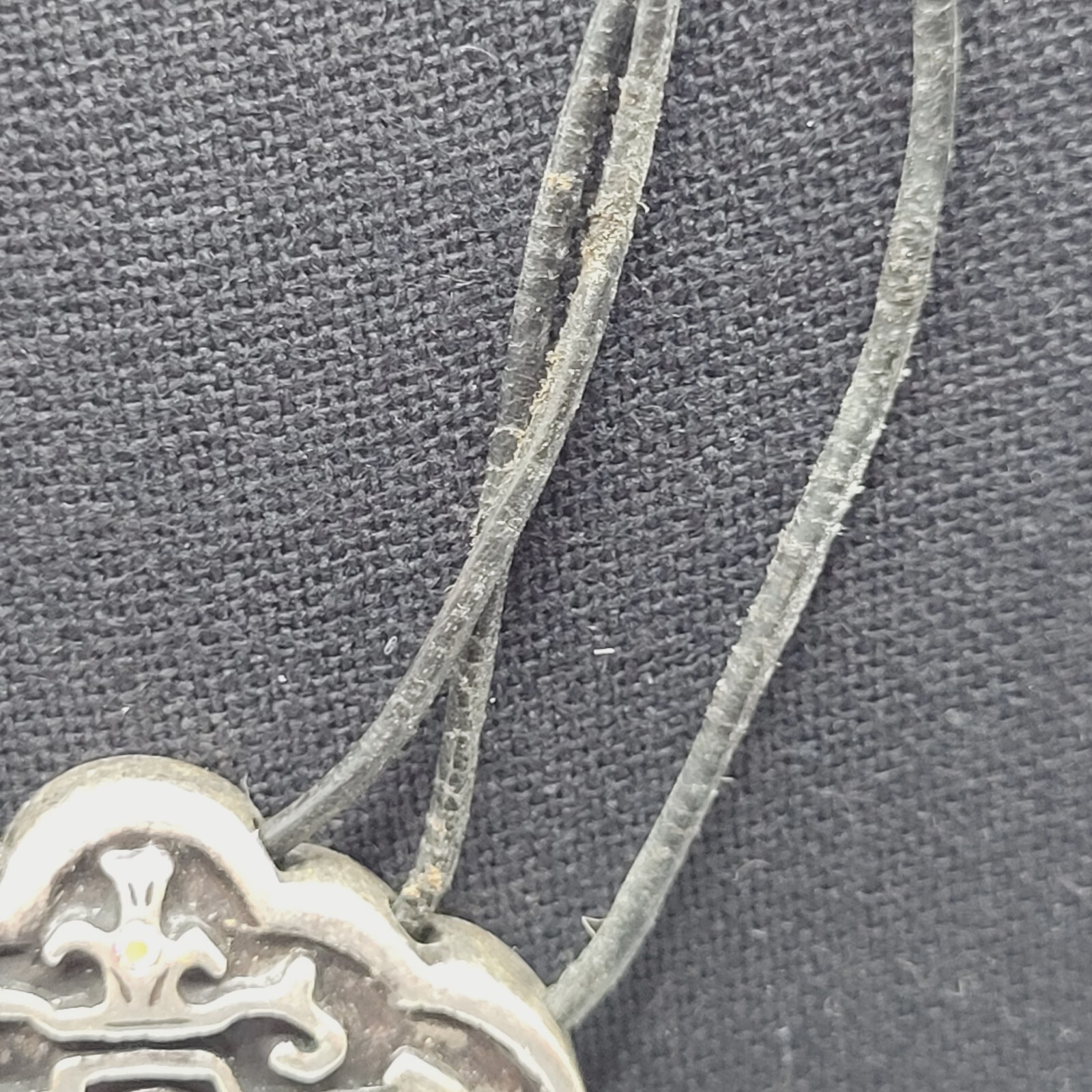 Chico’s Enamel and Rhinestone Pendant Necklace Triple Stand Cord Vintage Signed