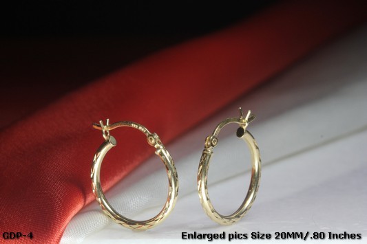 10K GOLD PLATED STERLING SILVER 925 LIGHT WEIGHT UNISEX HOOP EARRINGS-0.78″