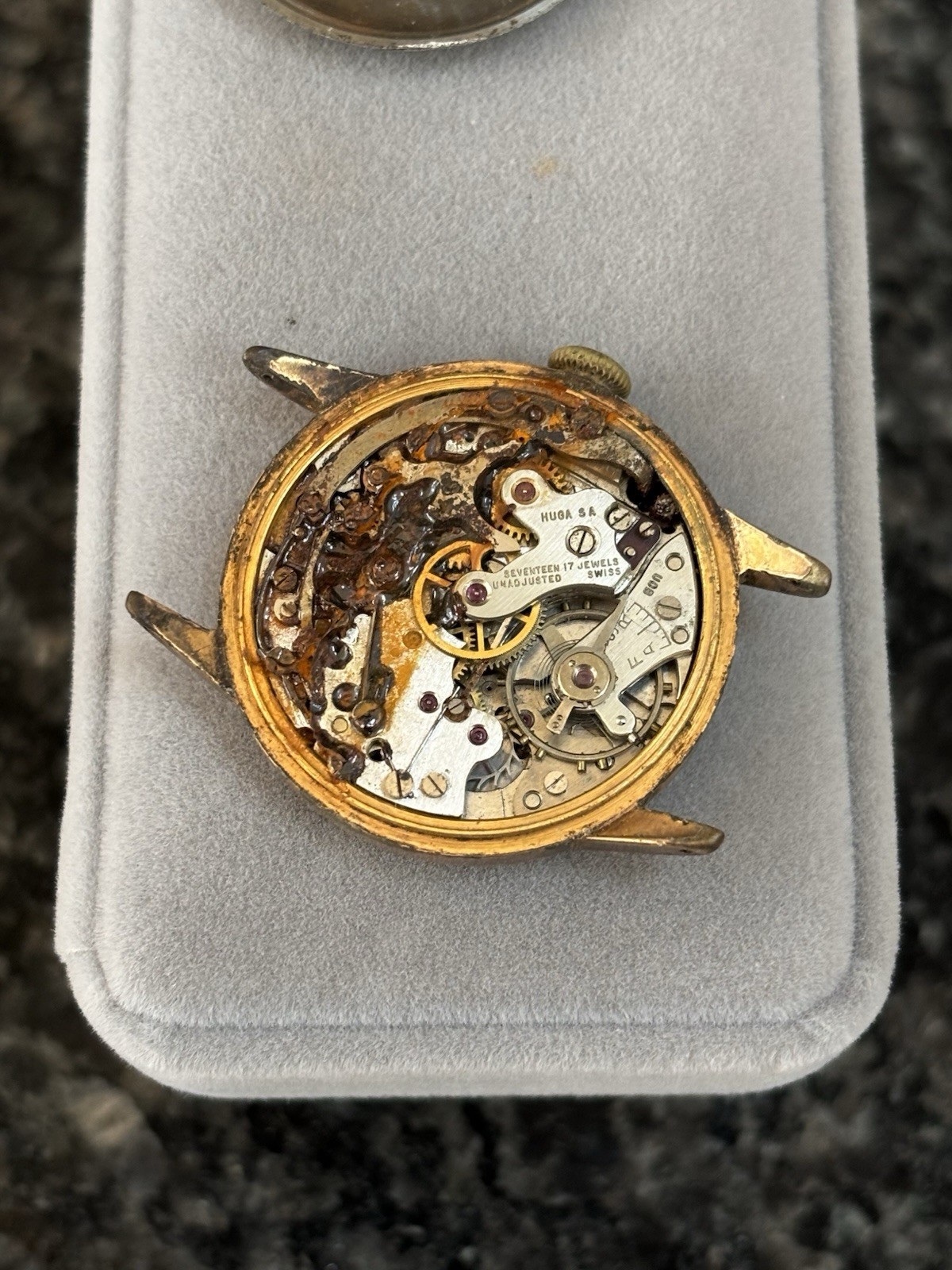 Vintage Hugex Chronograph Valjoux Swiss 17J Men’s Watch – For Restoration Repair