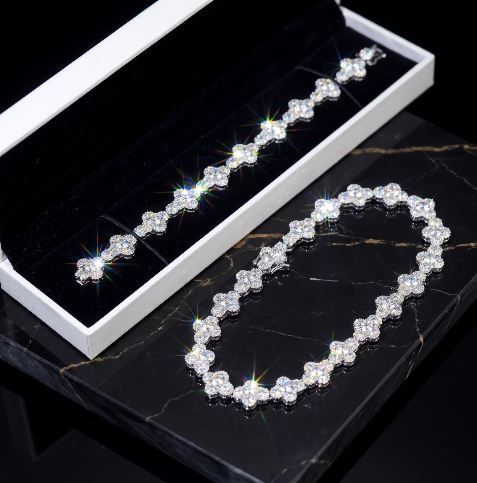 Custom Hip Hop Jewelry Set Sterling Silver 925 Iced Out VVS Moissanite Chain GRA
