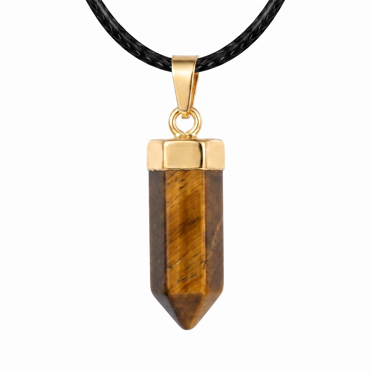 6PCS Crystal Hexagonal Point Stone Pendant Necklace for Women Healing Chakra