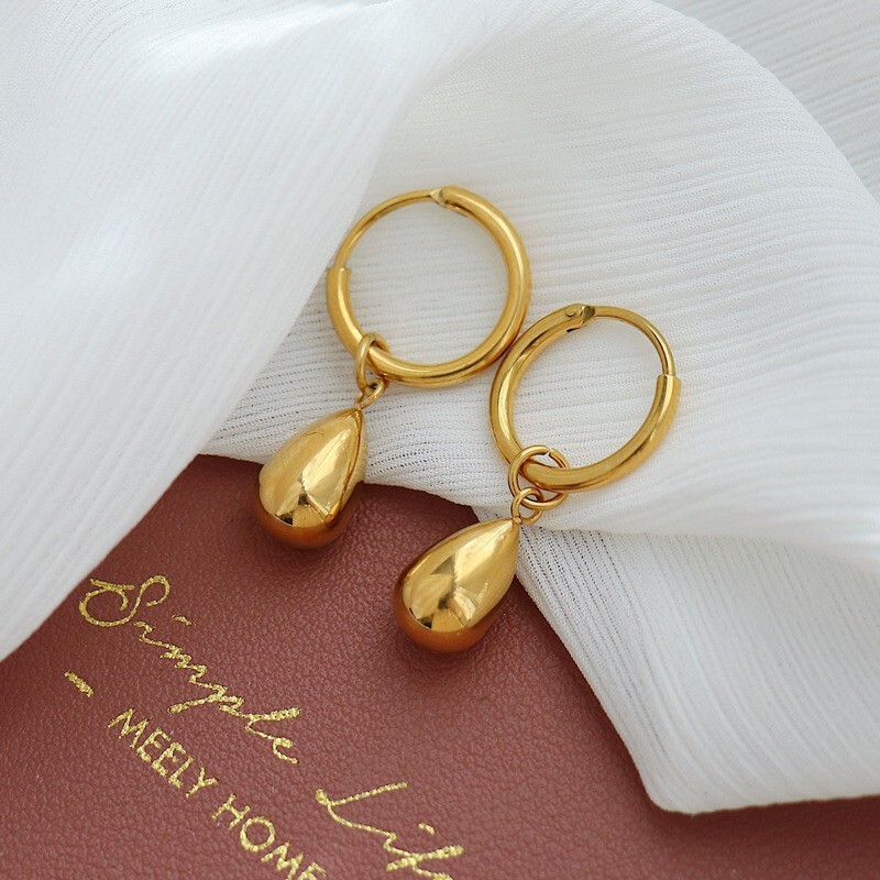 Fashion Woman 18k Gold Plated Teardrop Earring Stud Huggie Dangle Drop