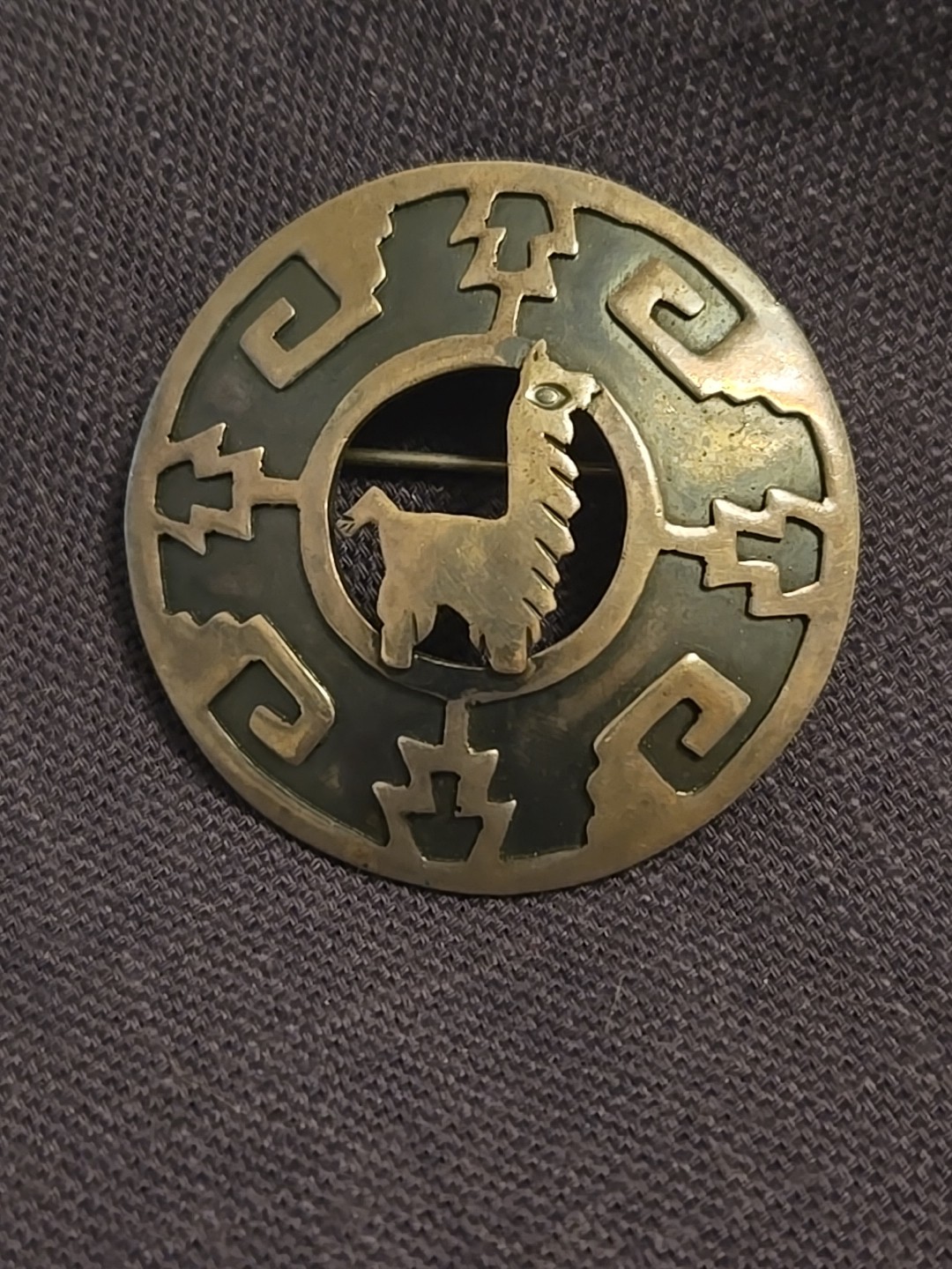 Peru sterling pin brooch pendant alpaca Chavez
