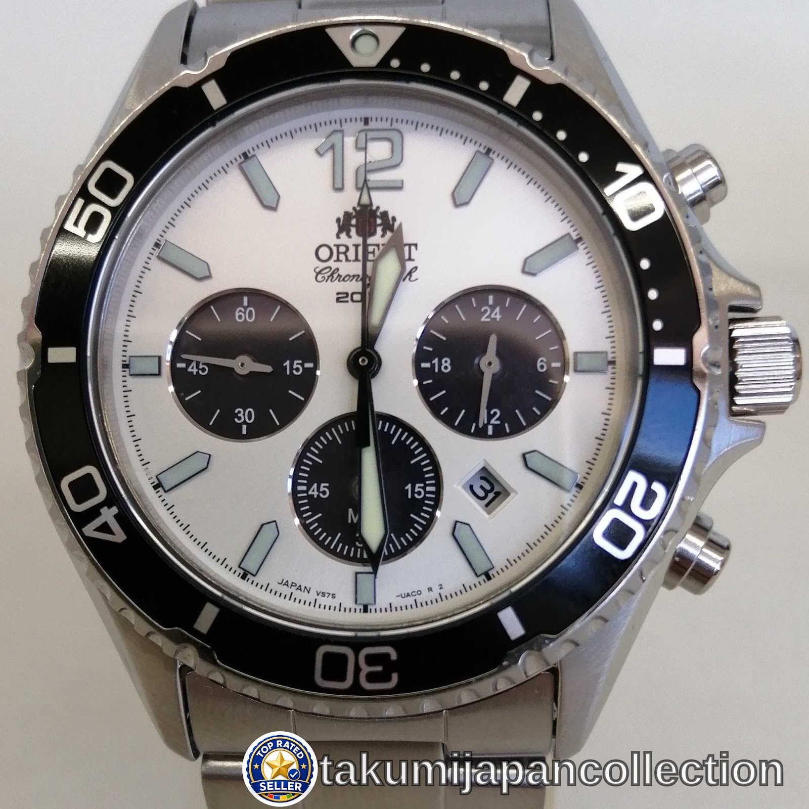Orient VS75 Solar Chronograph Stainless Steel Men’s Watch #M-1297