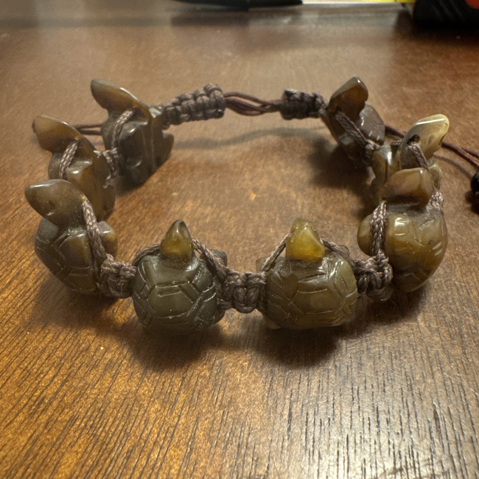 Hand Carved Adjustable Turtle Bracelet-Adjusts 7-9”