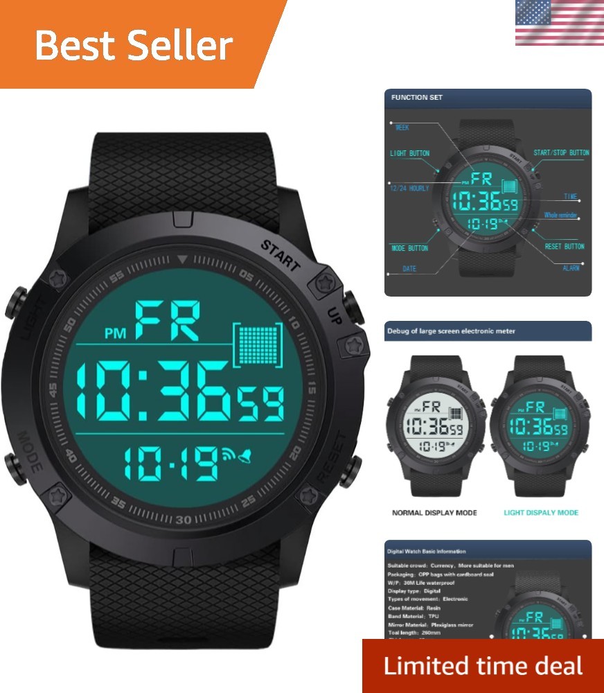 Durable Men’s Military Digital Watch – Shock Resistant & Waterproof Design