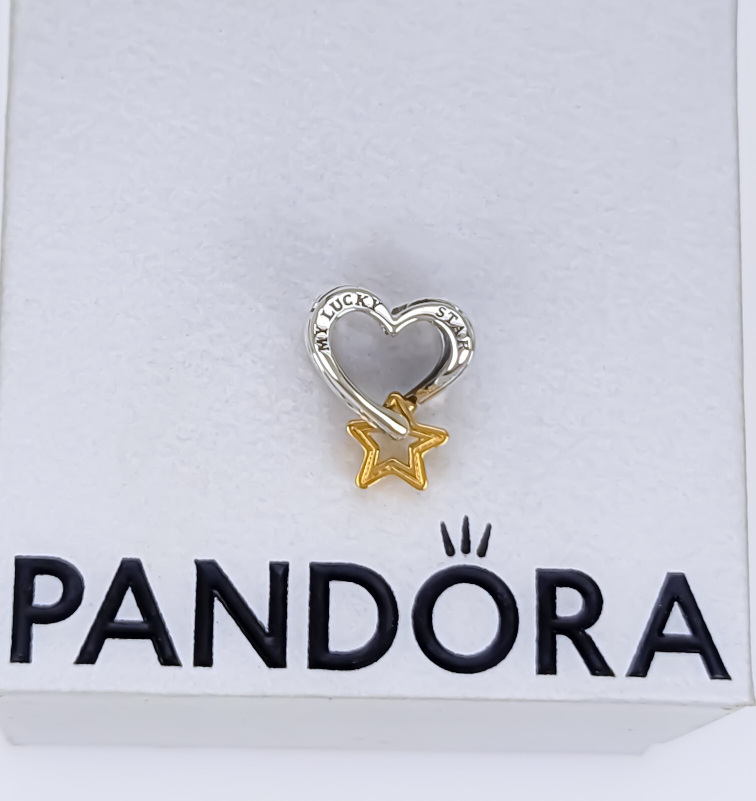 New 100% Authentic PANDORA Gold Silver My Lucky Star & Heart Charm 763513C00