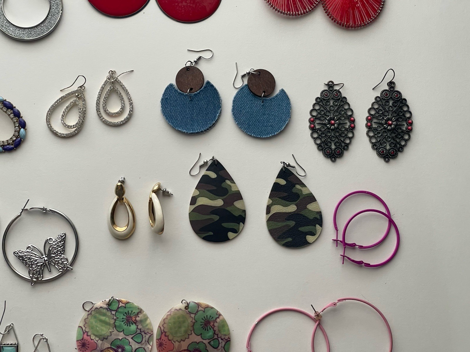 EARRINGS LOT DANGLE DROP HOOP STUD