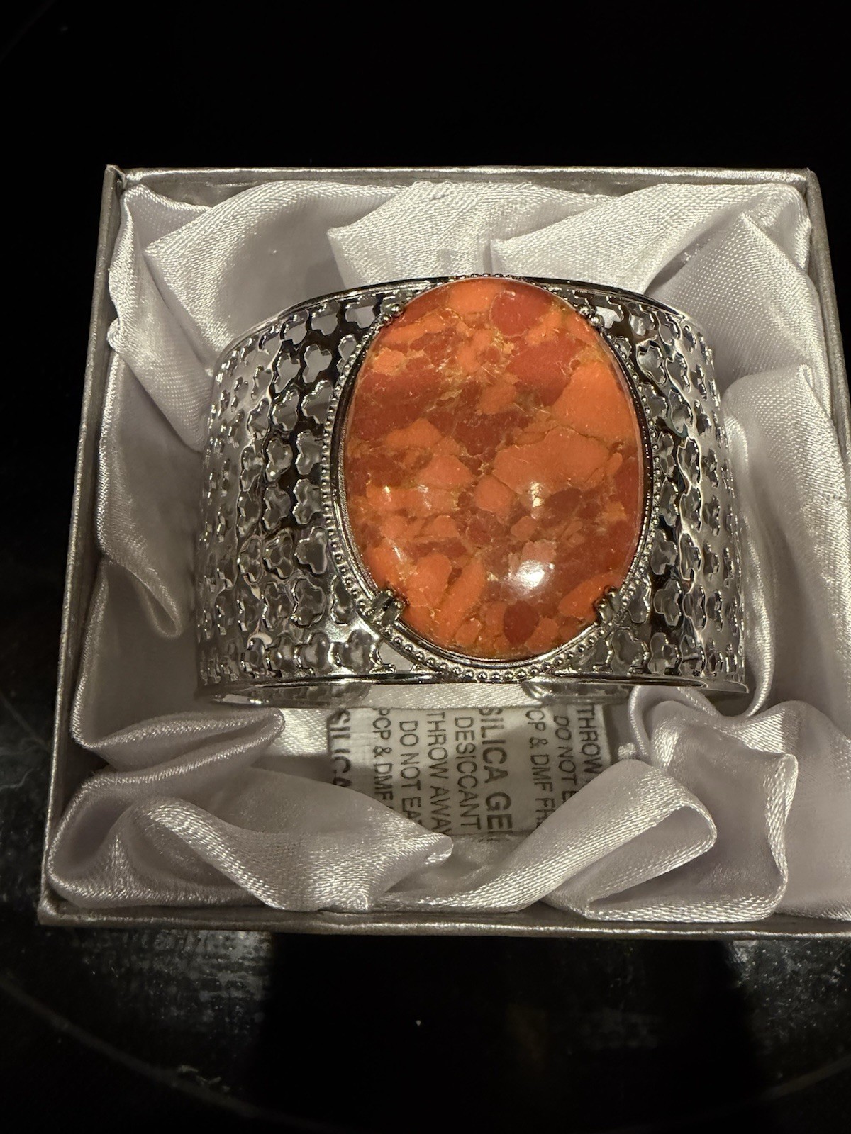 NWT Mojave Orange Turquoise lattice cuff bracelet in platinum bond – 7.25 inches