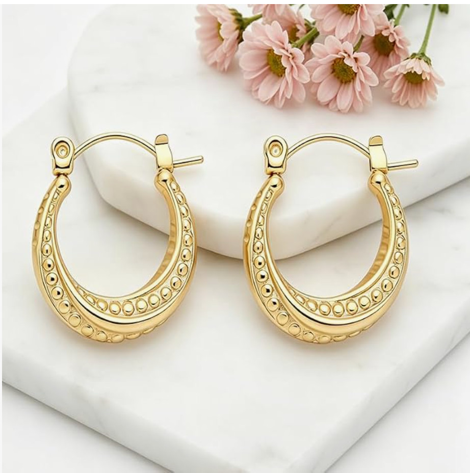 14K Gold Plated Hoop Earrings Brand New