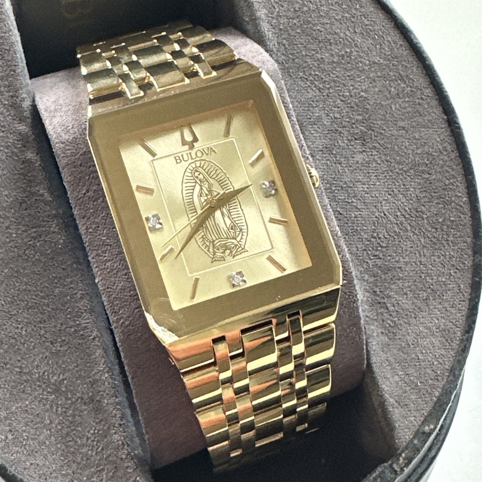 Bulova Our Lady Of Guadalupe Mens Diamond 97d120LG *Chipped Crystal*