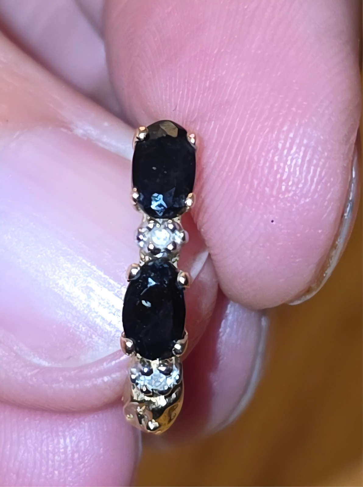 10k yellow gold sapphire diamond earrings