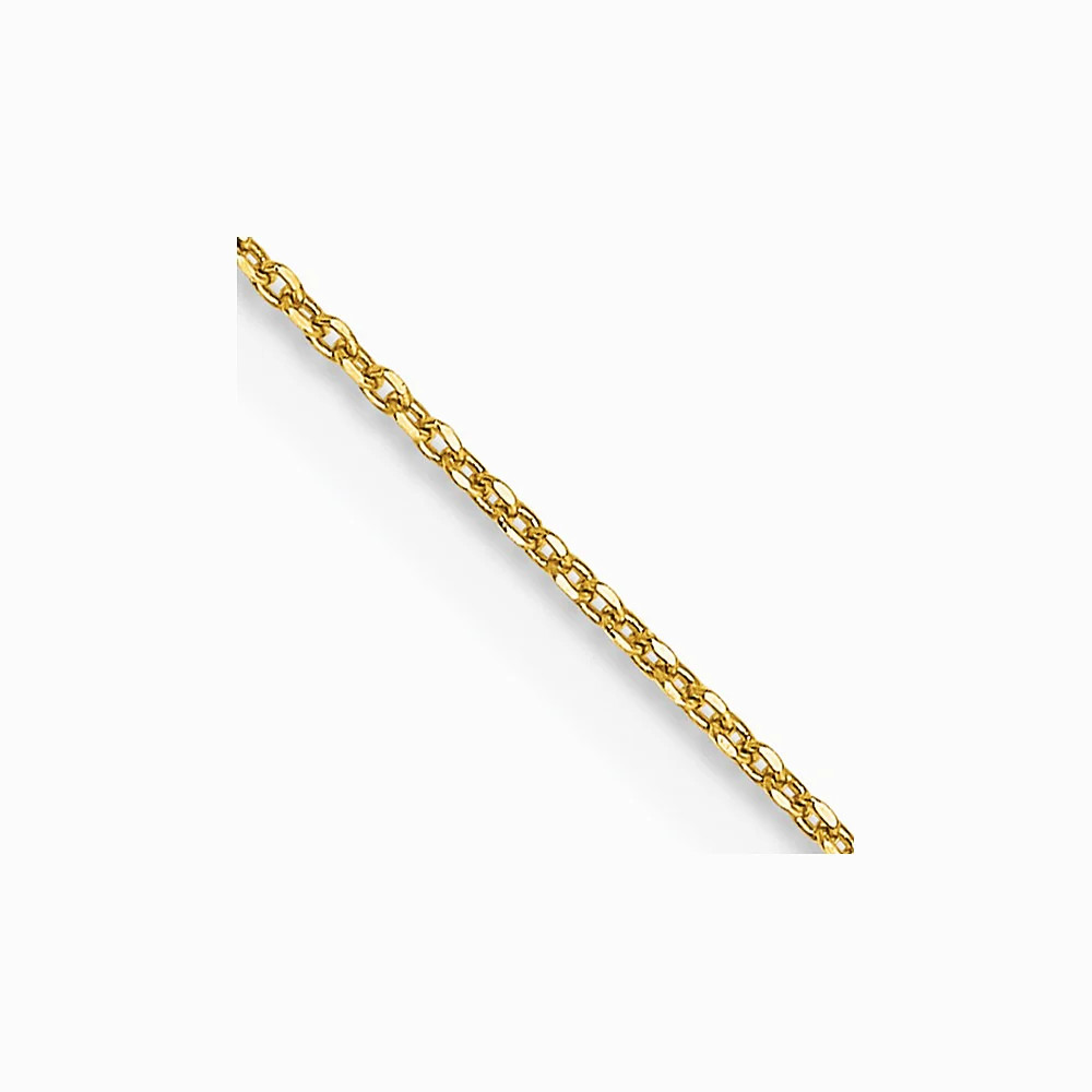 14K Yellow Gold .6mm Diamond-Cut Round Open Link Cable Chain Necklace 14″-24″