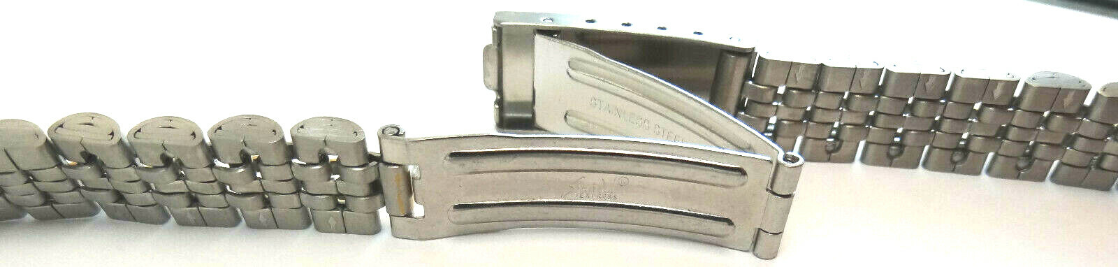 New Womens Speidel Stainless Steel 10-13mm 2 Tone Watch Band 6 1/4″ Long Trifold