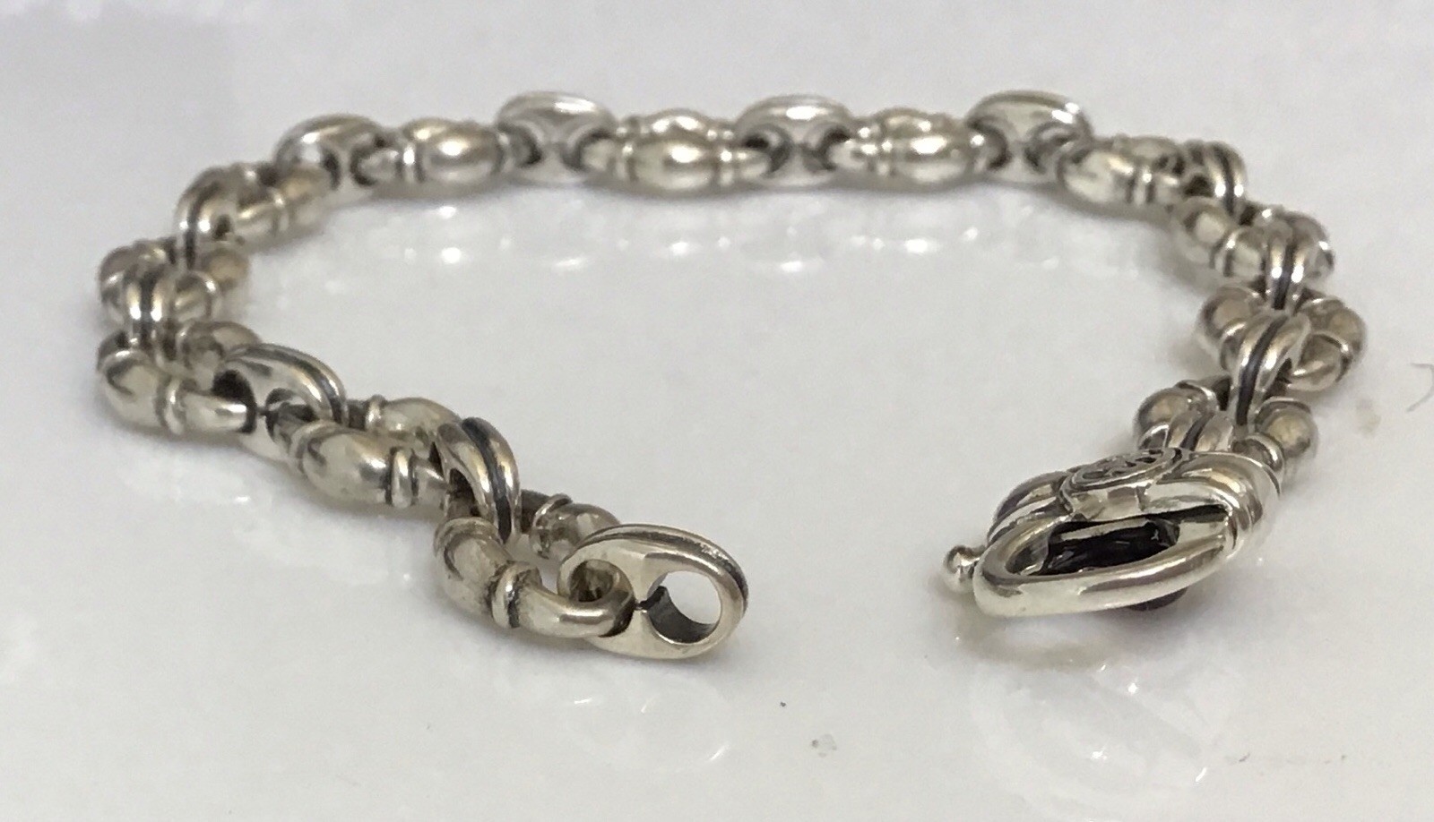 SCOTT KAY Sterling Silver Amethyst Bolo Link 7″ Bracelet