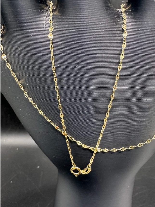 10k yellow gold 16 Inch Mirror Link Chain Necklace 1.6mm