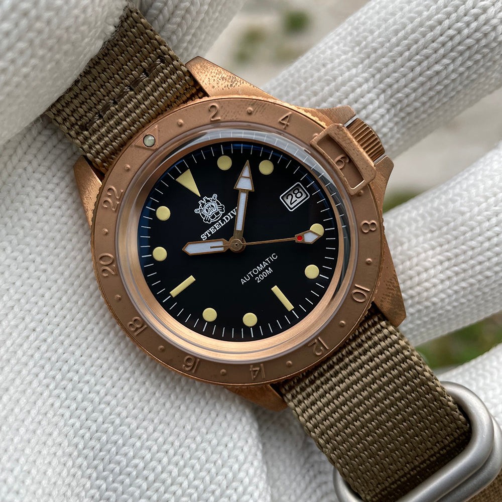 STEELDIVE SD1966S Mens Bronze 41.5mm 200M Automatic Dive Watch NH35 Sapphire