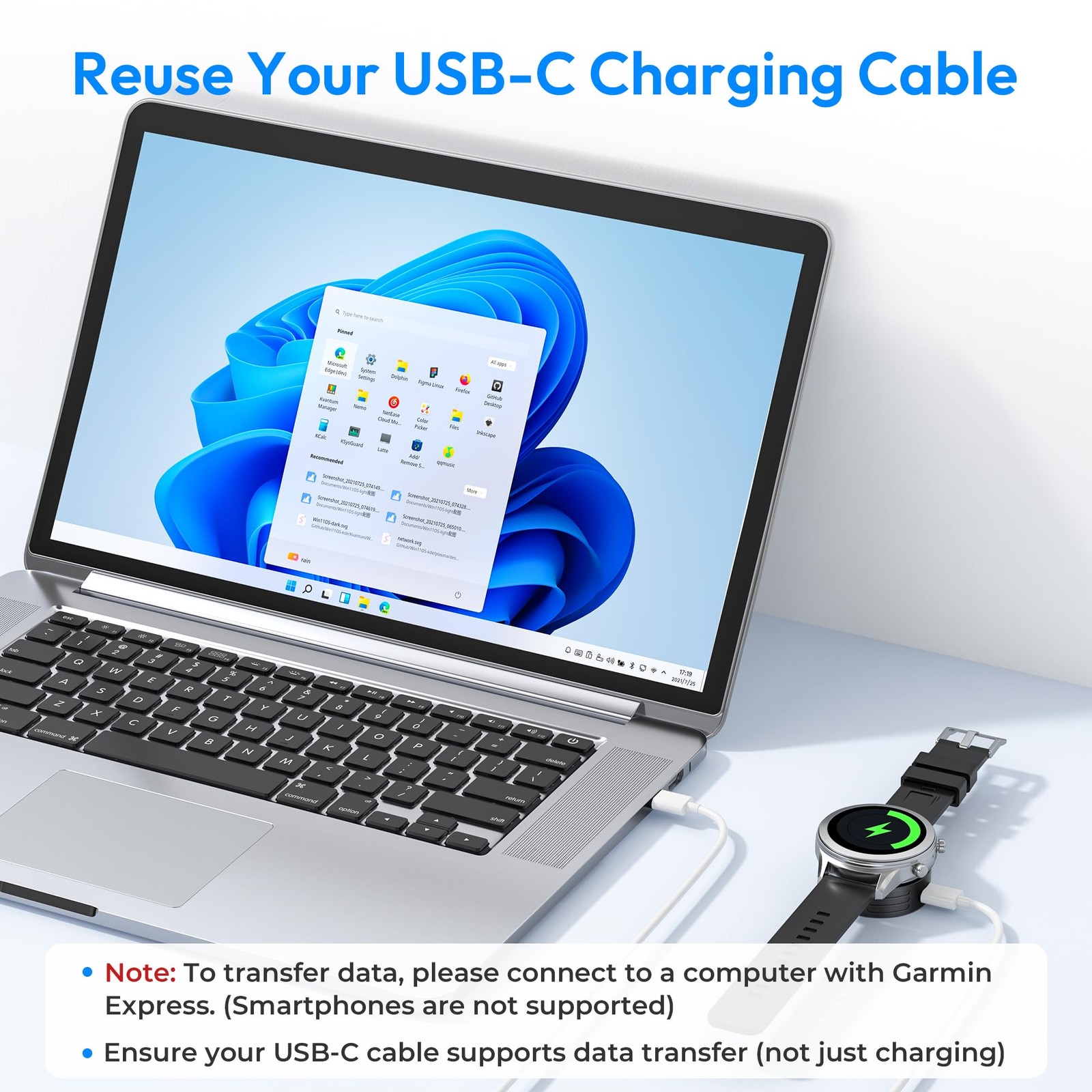 USB C Charger Adapter for Garmin Watch,Type C Charging Cable Dock Station for…