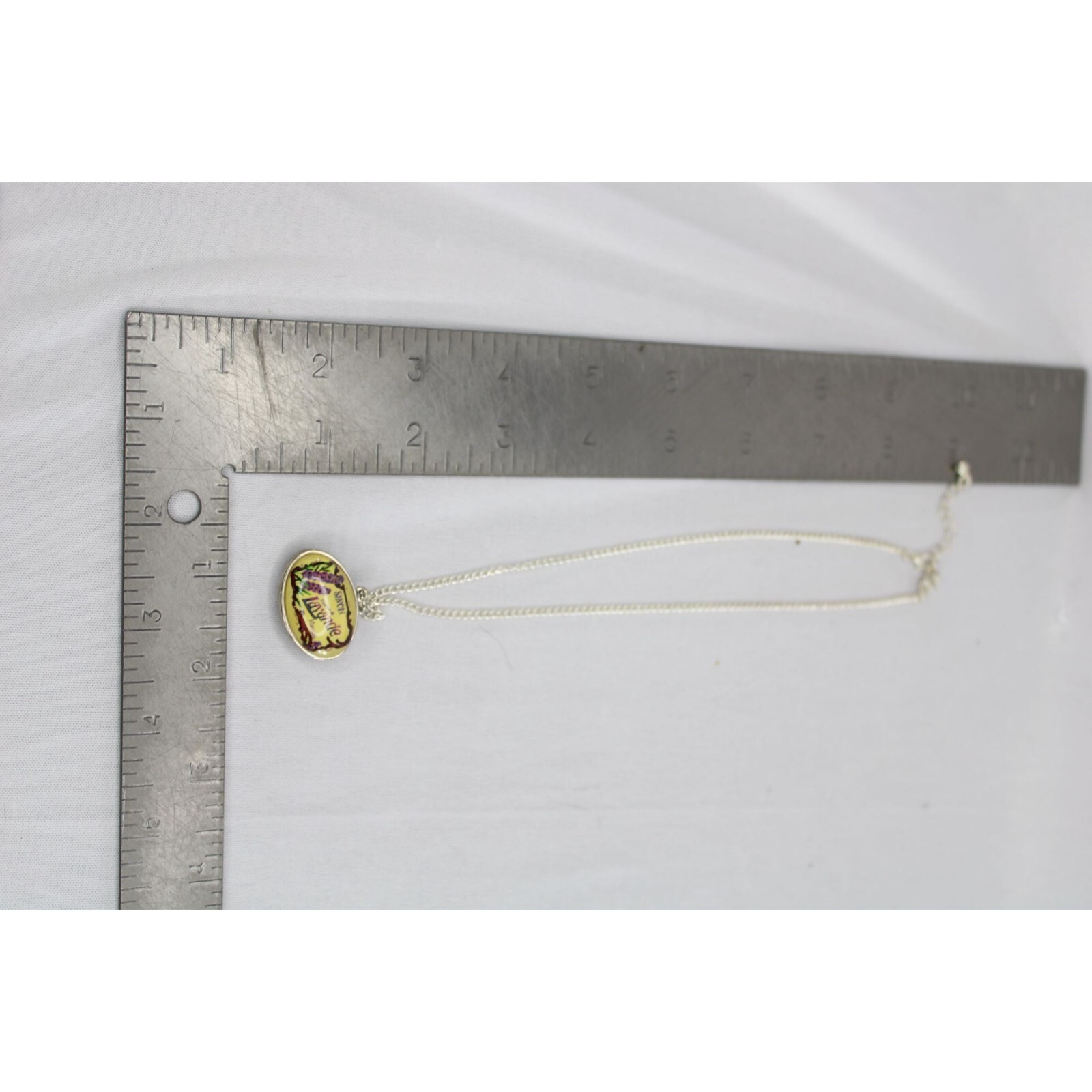 Savon Lavande Pendant Necklace Lavendar Soap Silvertone 89622