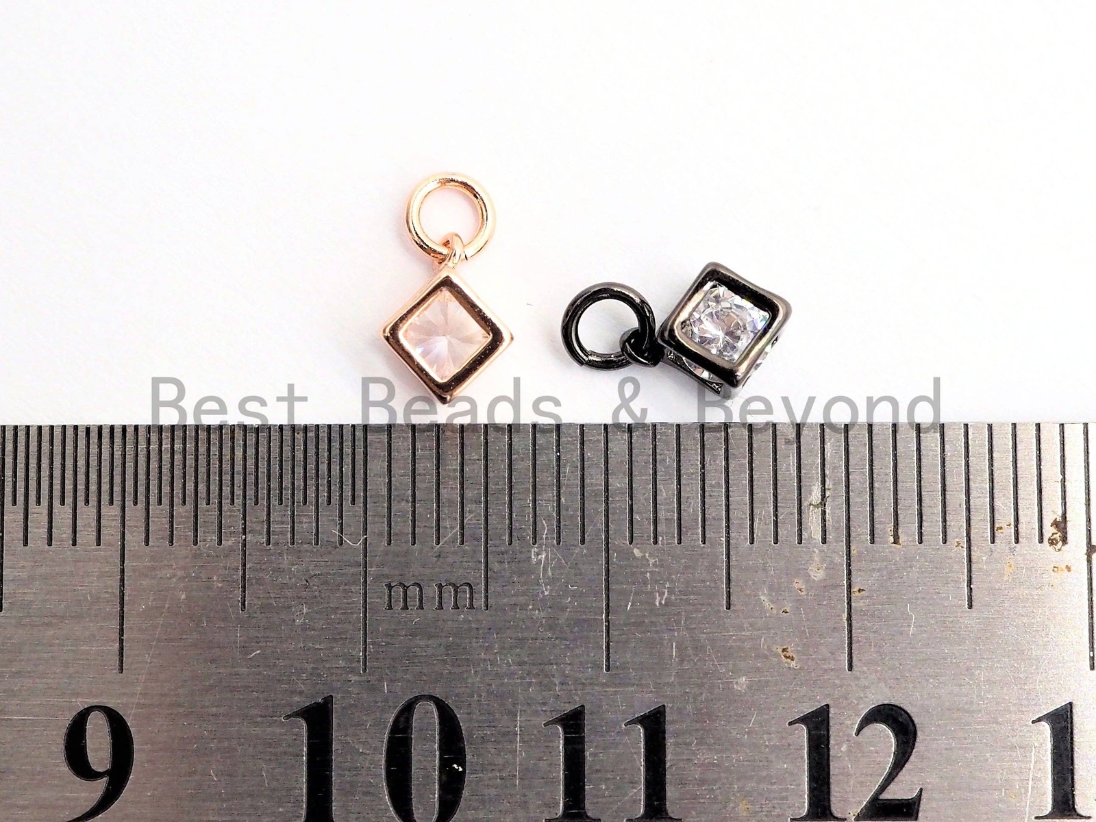 2pcs CZ Micro Pave Square Cubic Shape Pendant/Charm,Clear Cubic Zirconia Charm,