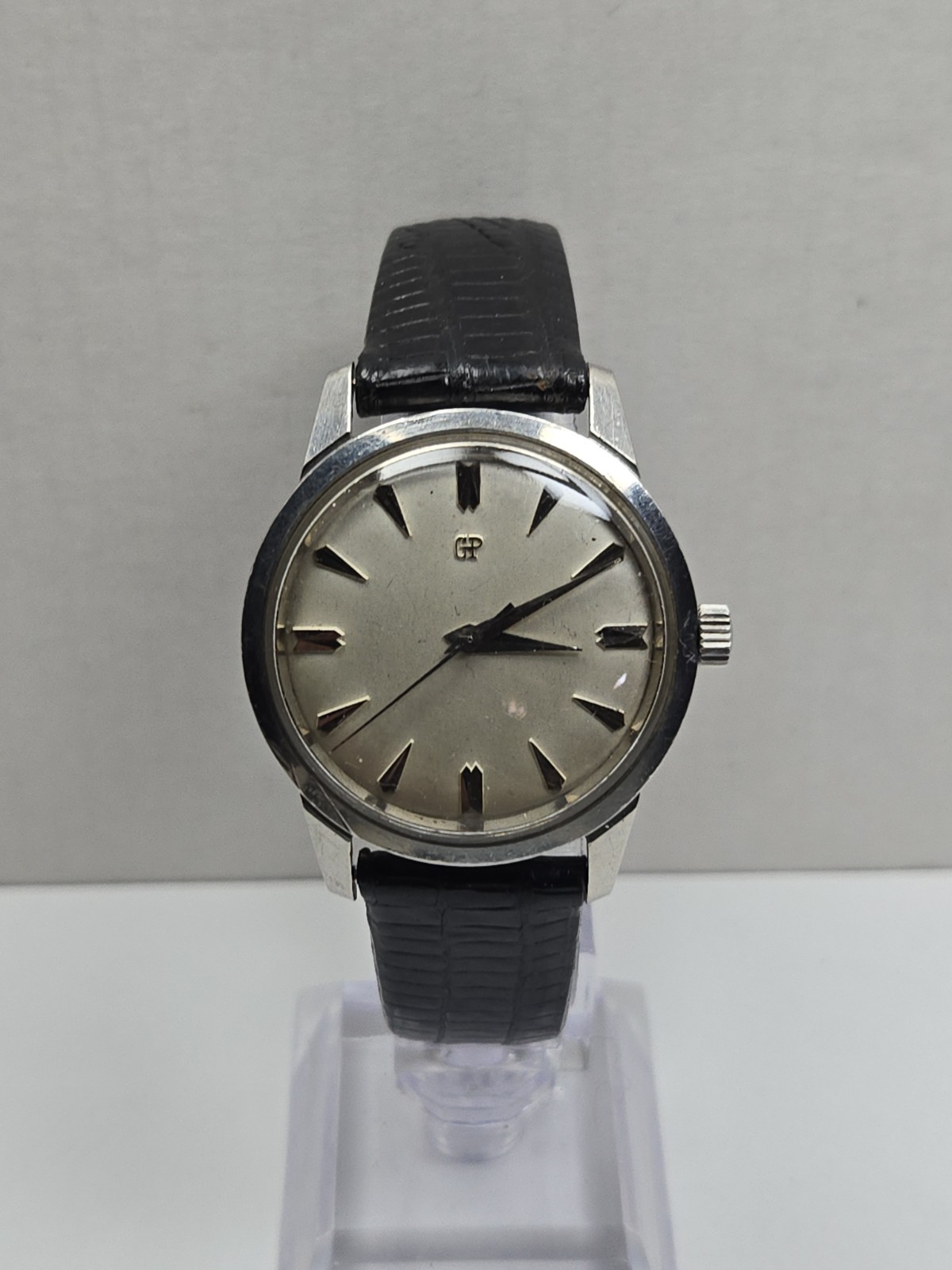 Vintage Girard Perregaux Mens Swiss Manual Wind Stainless Steel Dress Watch Runs
