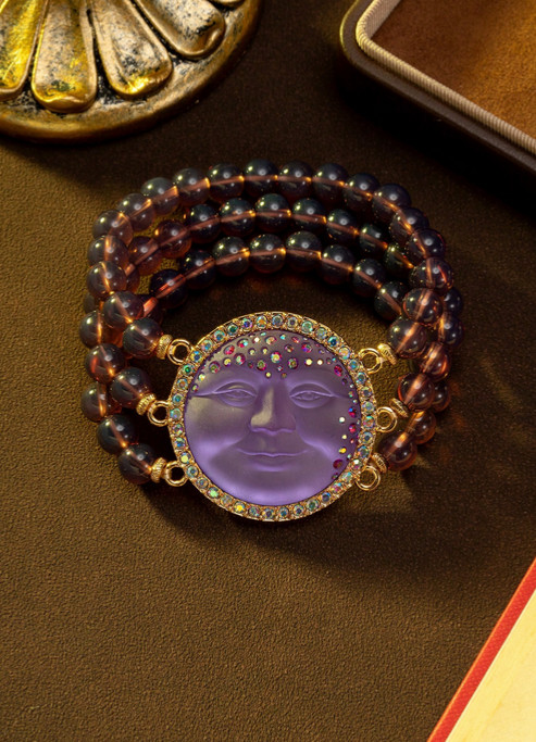 Moon face chunky stone bead bracelets