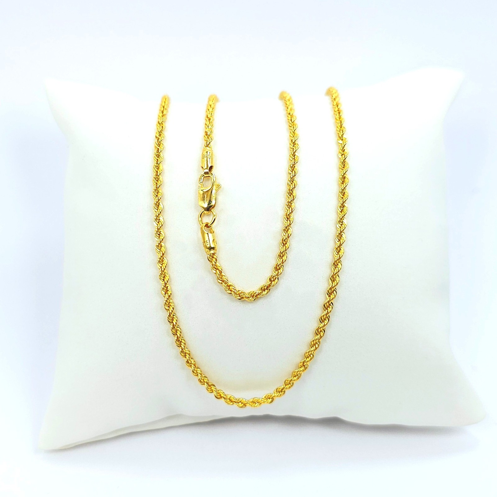 22K Gold Rope Chain Necklace 18.25 in 1.9 mm Light Hollow Genuine Hallmarked 916