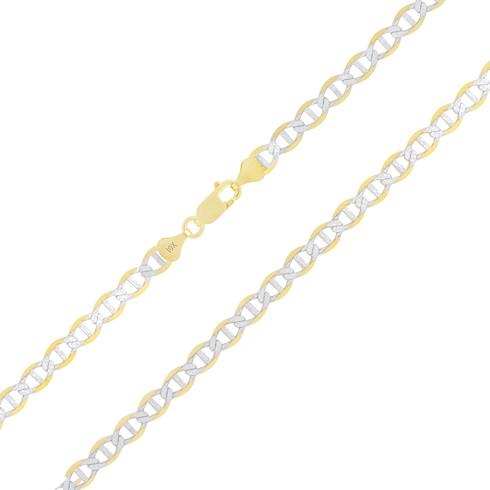 10K Yellow Gold 1.5mm-5mm Pave Dia/Cut Mariner Chain Necklace Bracelet 7″-30″