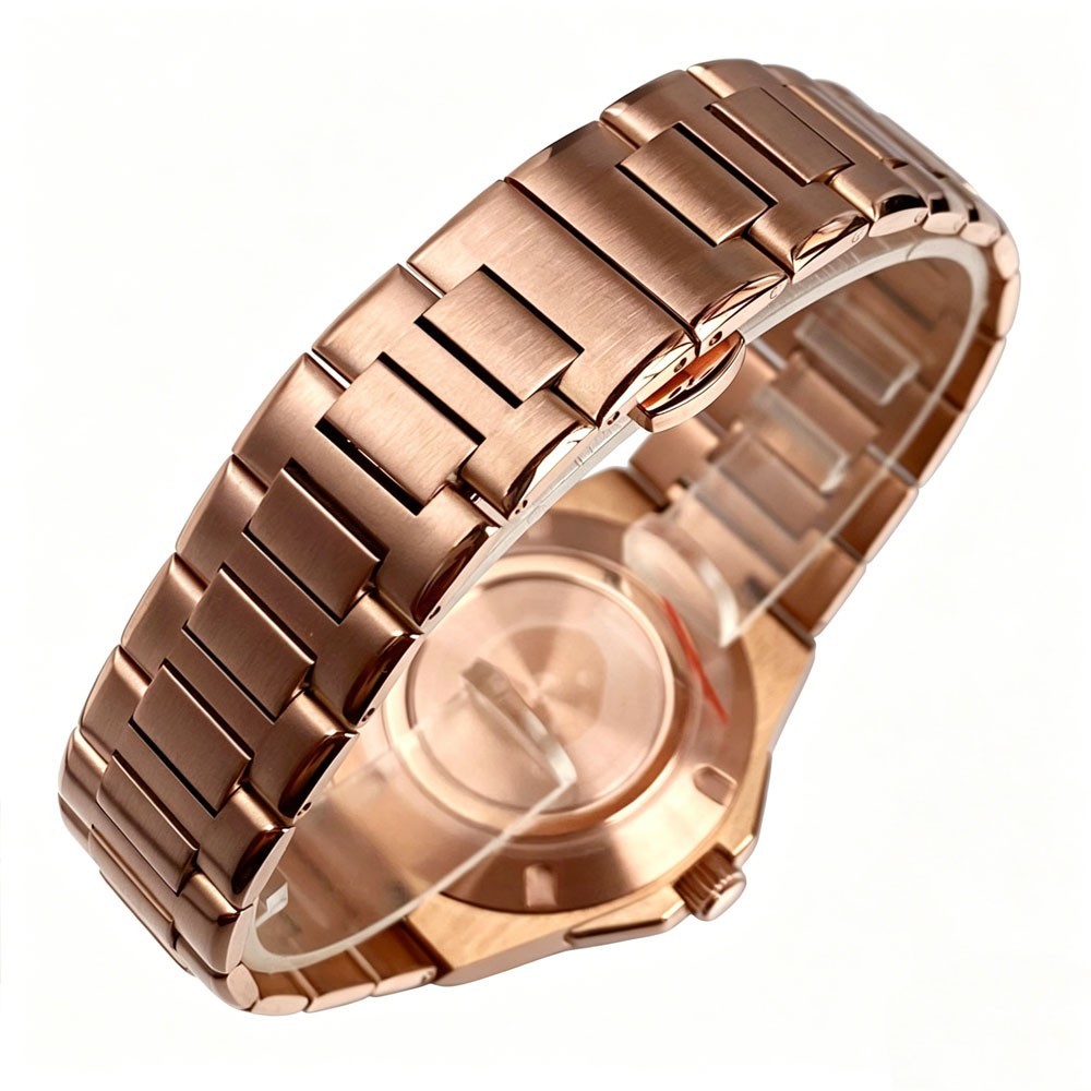 20ATM Tandorio 40mm Sapphire Dive Watch Case Set Rose Gold Fit NH35 NH36 NH38