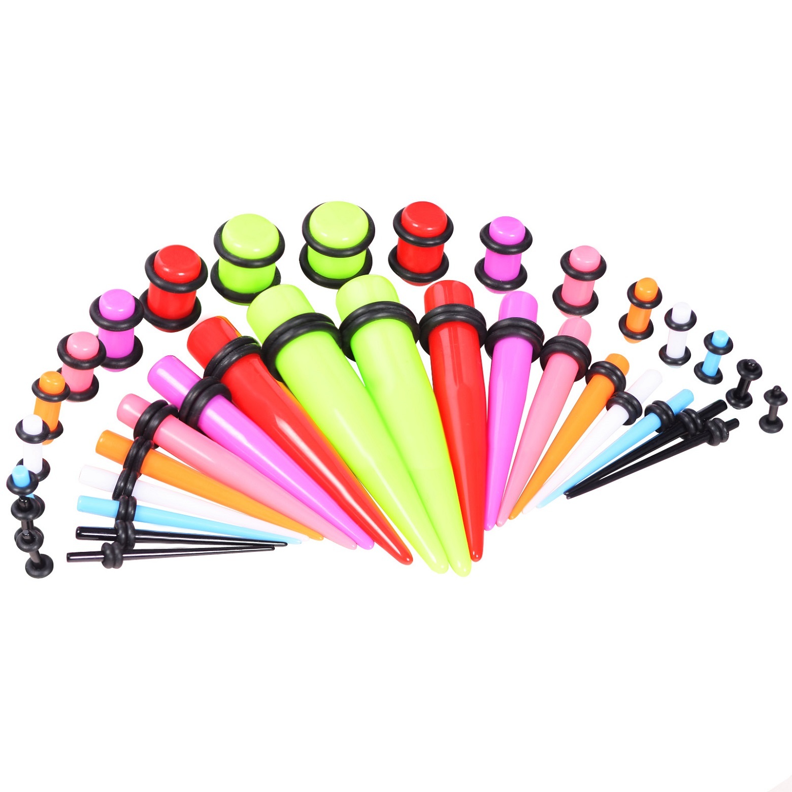 36pcs Acrylic Stretching Kit Taper Plugs Ear Gauge Expander 14G-00G Ear Piercing