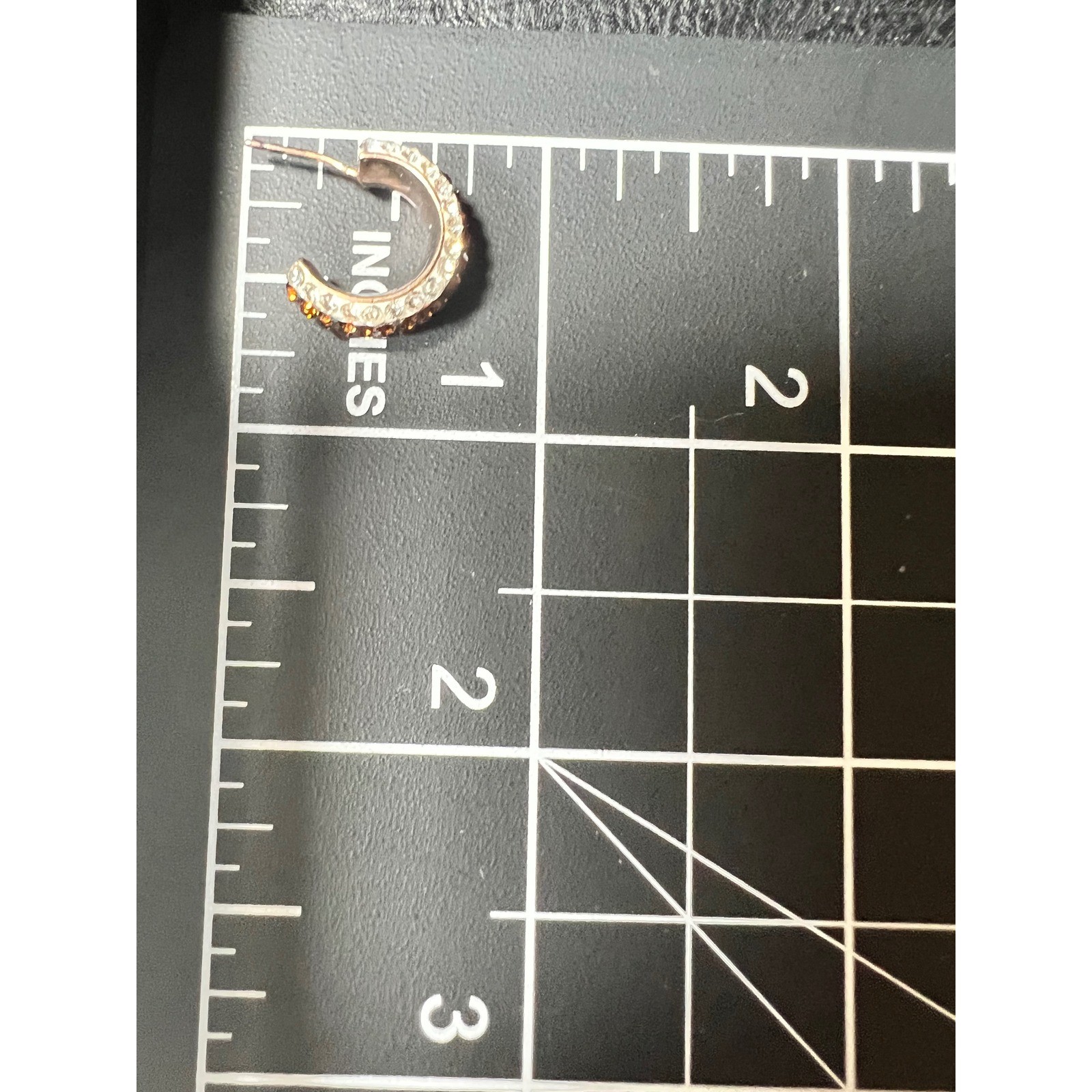 Kohls 14KT Rose Gold Plated Brown Crystal Huggie Hoop Earrings Glam