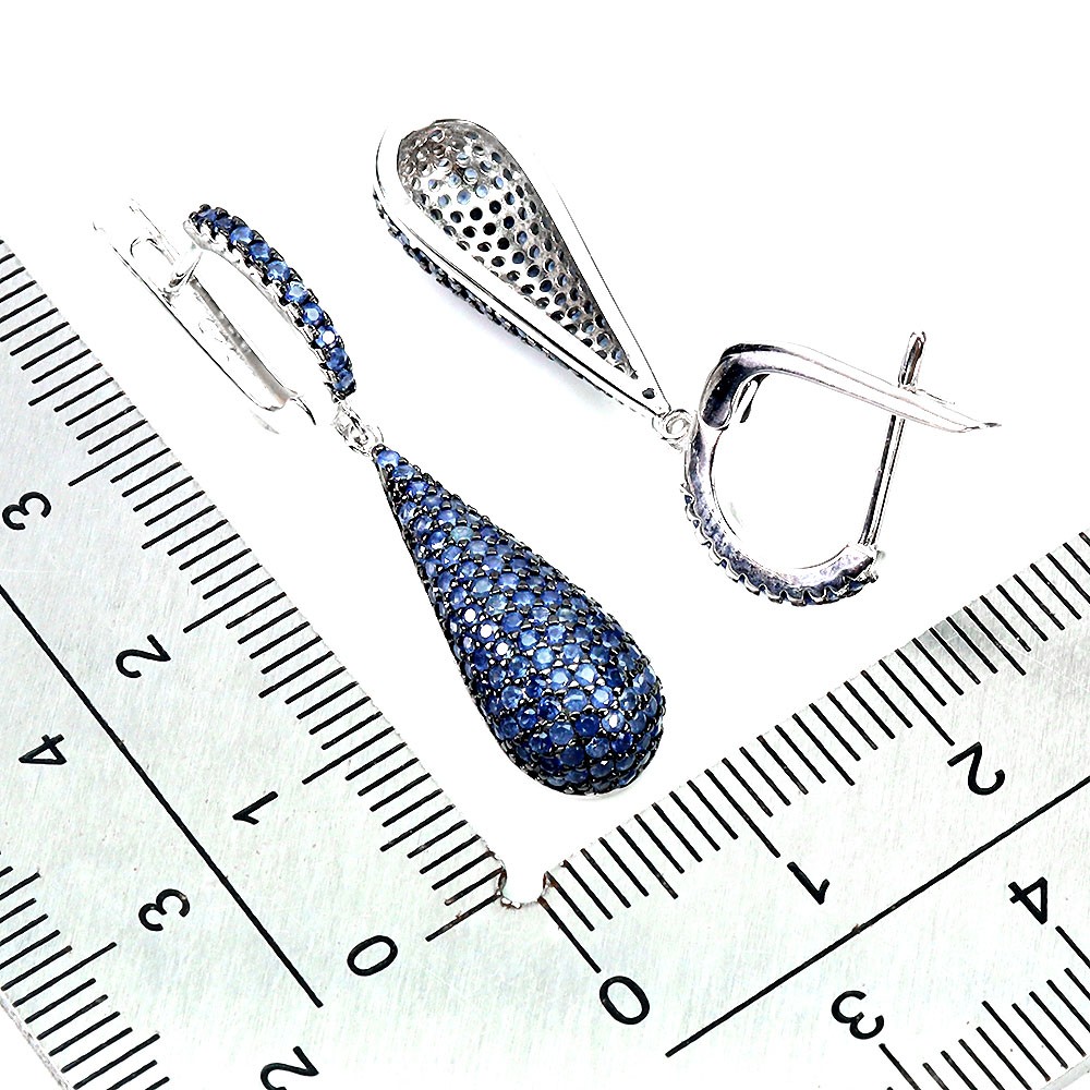 925 Sterling Silver Earrings Sapphire Round Diamond Cut Topaz Gemstone Jewelry