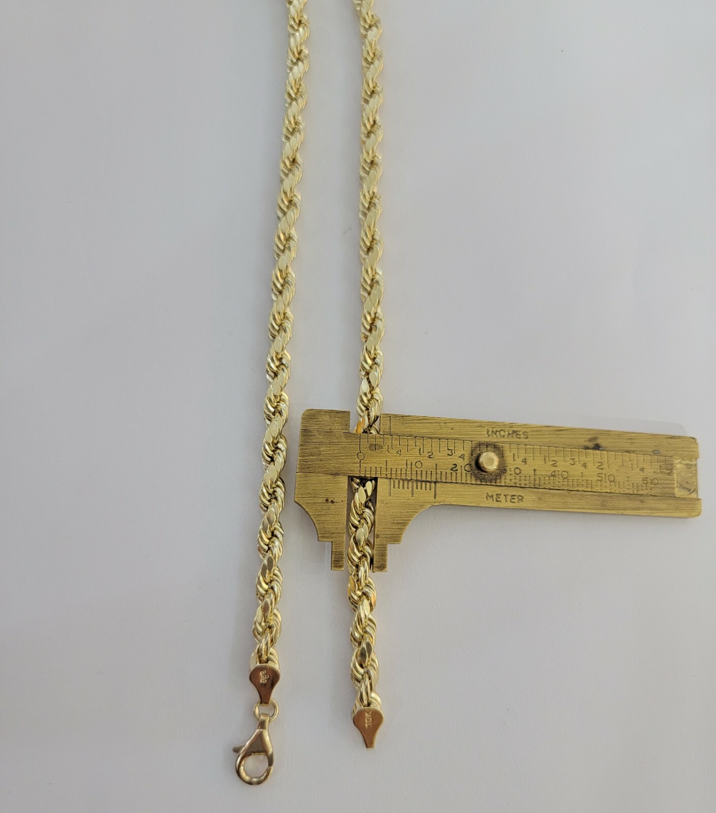 Real 10K Yellow Gold Rope Chain Mens Necklace 6mm Diamond Cut 18-30in Mens 10kt