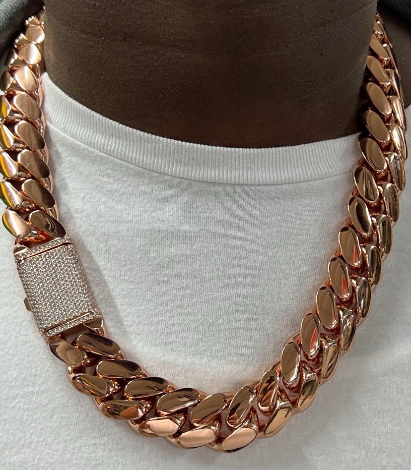 Miami Chain Miami Rose Gold Cuban Link Gold Plated 20mm – 24inch Necklace