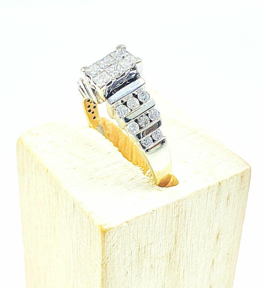 14K White Gold 1.00 Ct Princess Cut/Round Diamond Engagement Size 9 Ring