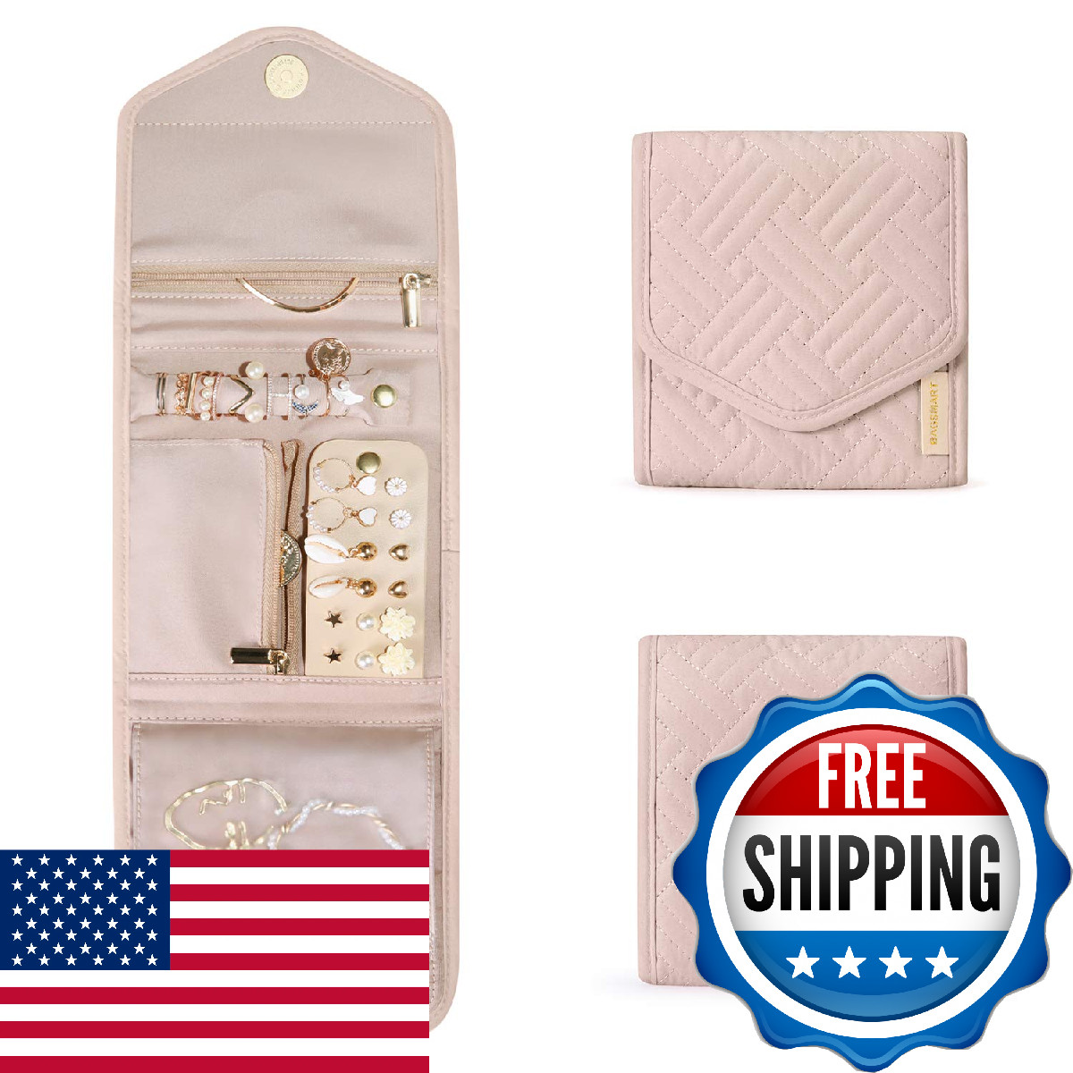 Bagsmart Travel Jewelry Organizer Case Foldable Small Jewelry Roll For Journey