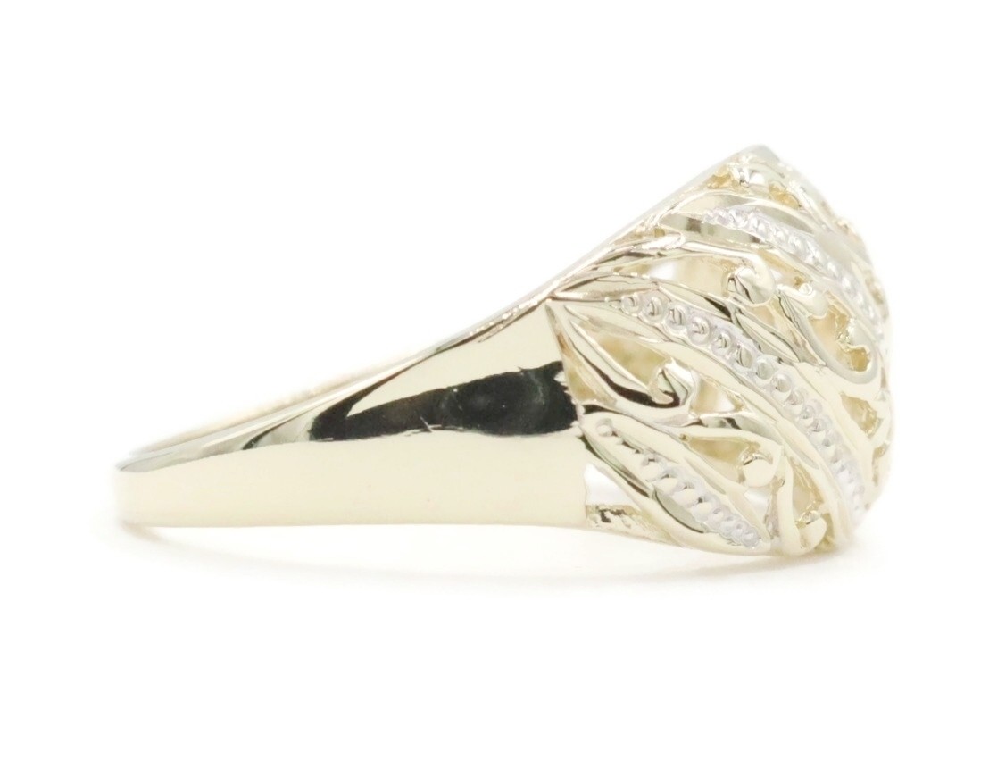 Women’s Estate 10KT Yellow Gold Filigree Cut Out 10.8mm Wide Dome Ring 2.30g