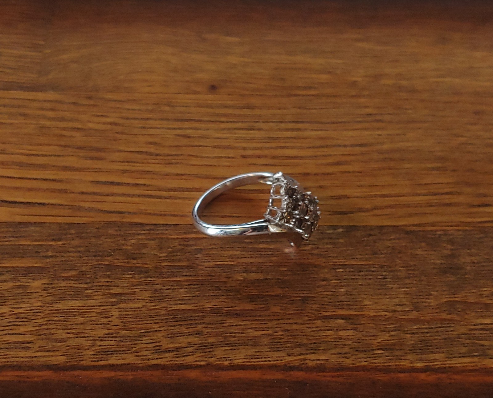 MCM Palladium Silver Diamond Bypass Cluster Ring