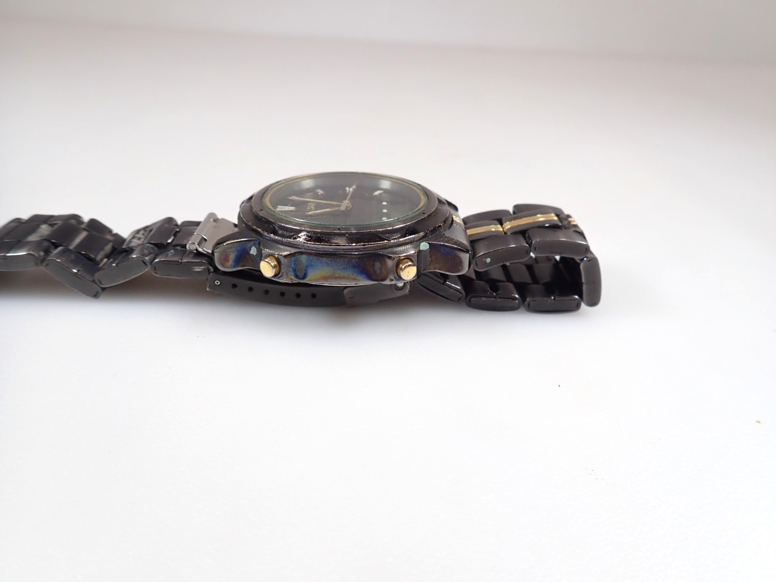 Vintage Pulsar V072-0050 Men’s Watch Black/Gold Alarm Chronograph PARTS/REPAIR