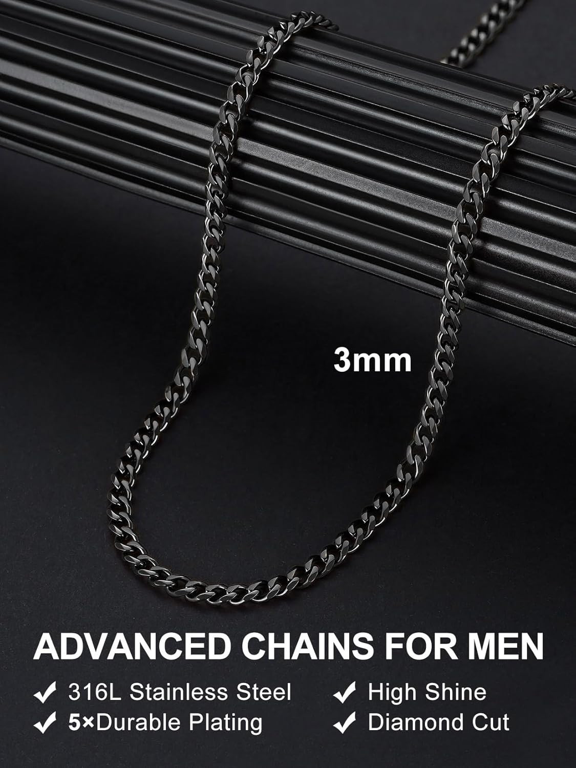 18-40MEN Stainless Steel 3/4/5/6/8Mm Gold Plated Miami Cuban Chain Necklace*155