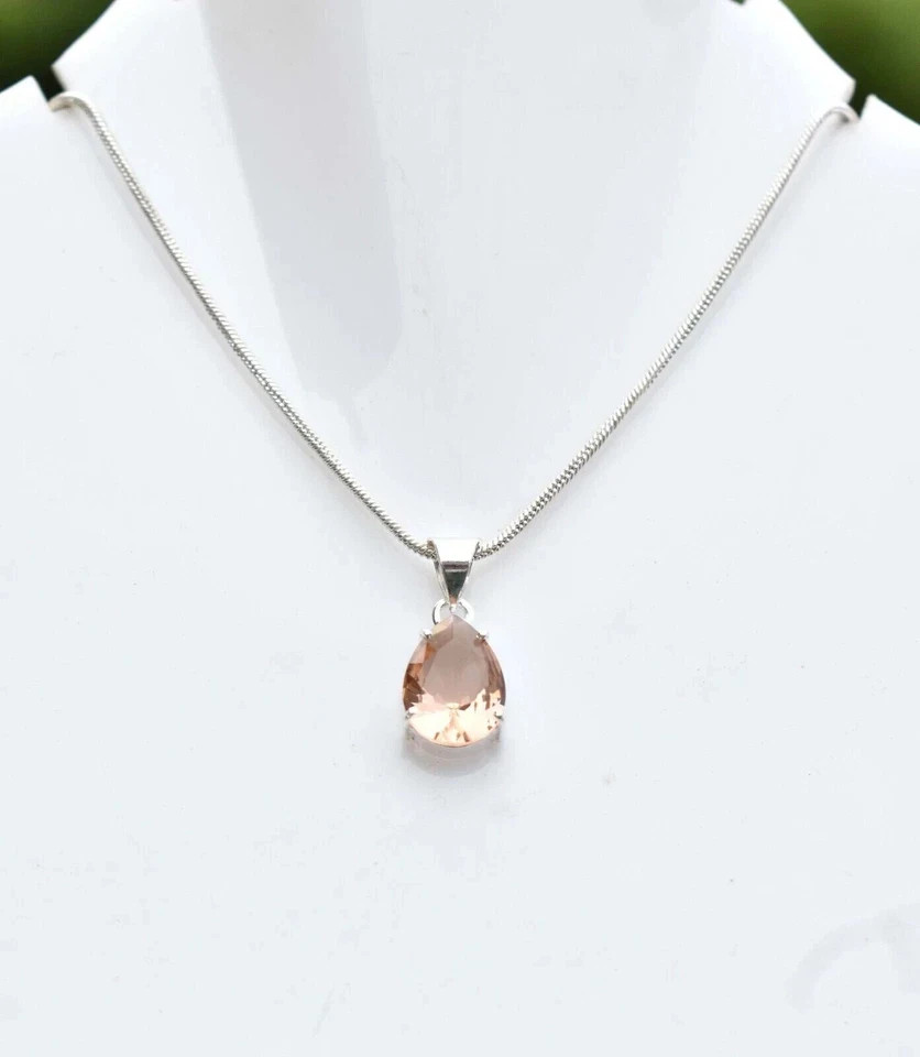 18.80 Ct Natural Pear Morganite Pendant Sterling Silver – Trending Certified Gem