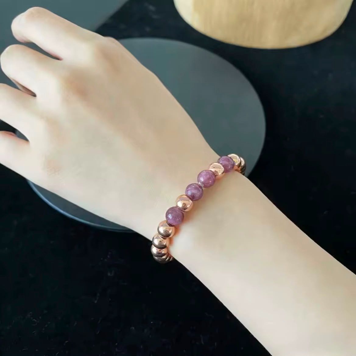 Red Garnet Copper Beaded Bracelet Natural Crystal Energy Jewelry Men Women