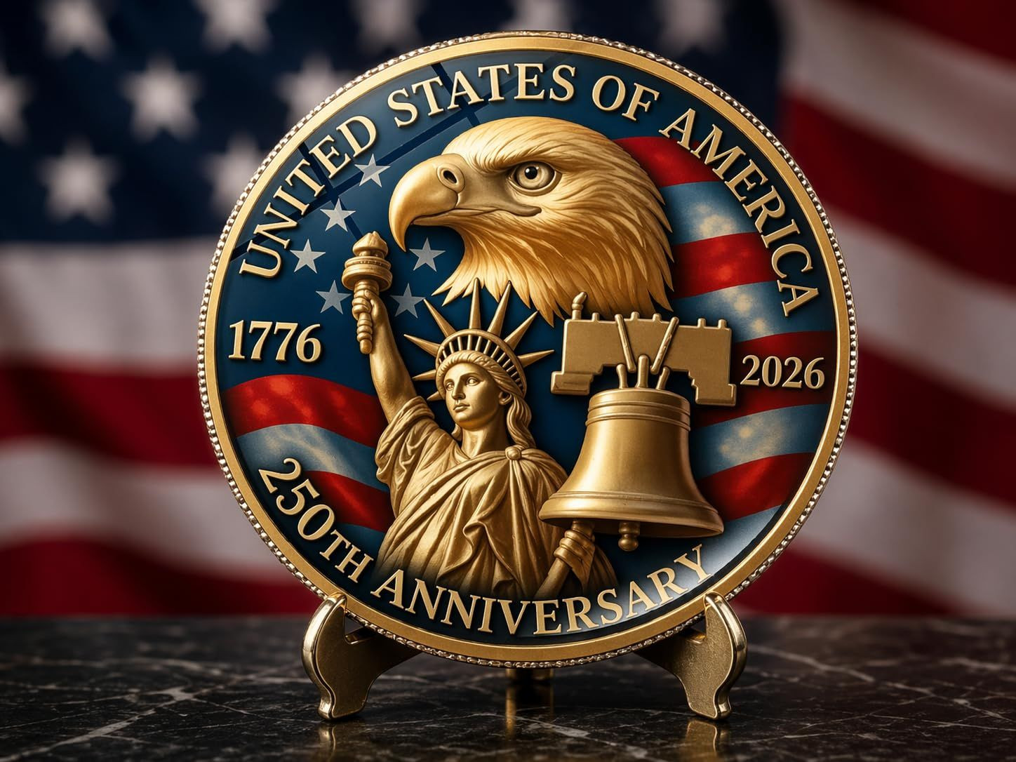 250 Years of Freedom American Enamel Lapel Pins Bulk, 10 Large, Multicolor