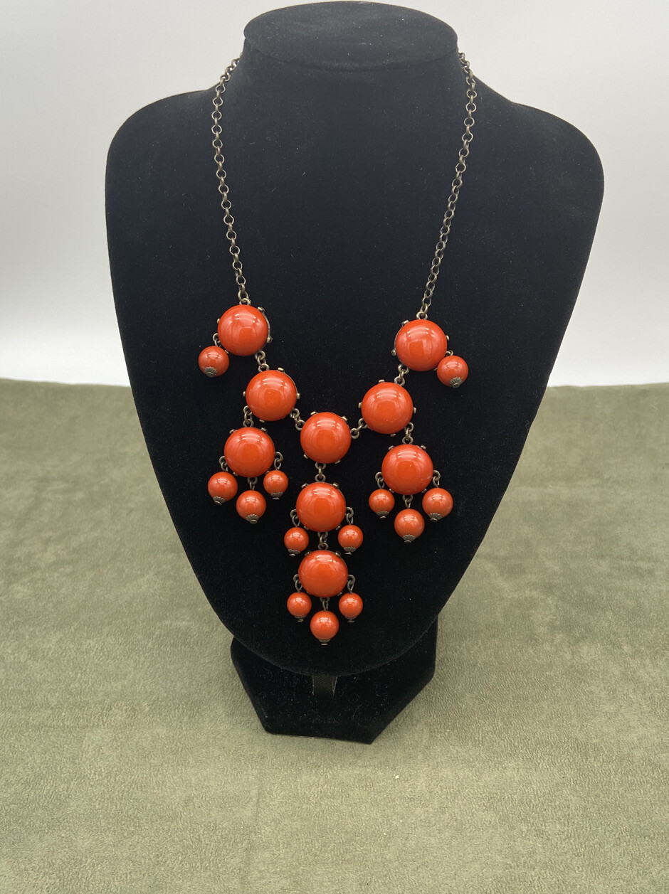Faceted Bubble Chandelier Statement Necklace Blood Orange