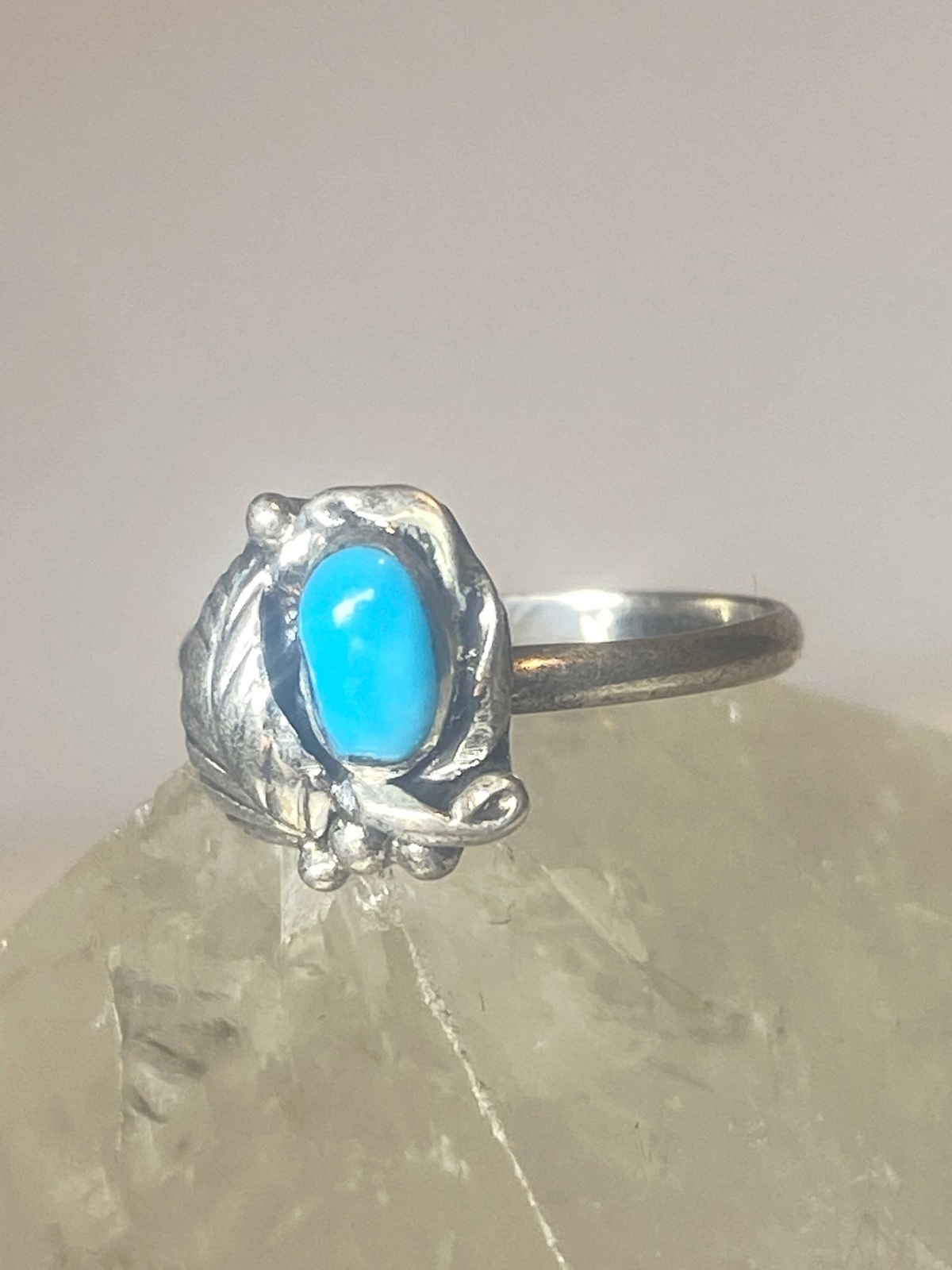 Turquoise ring southwest pinky floral leaves blossom baby children women girls