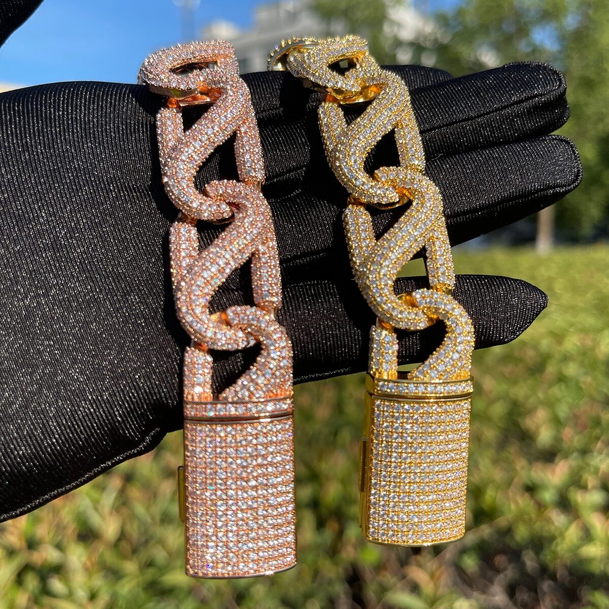 5AAA+ CZ Ice Out Hop Hip Miami Cuban Link Bracelet 24k Real Gold Plated 7-9Inch