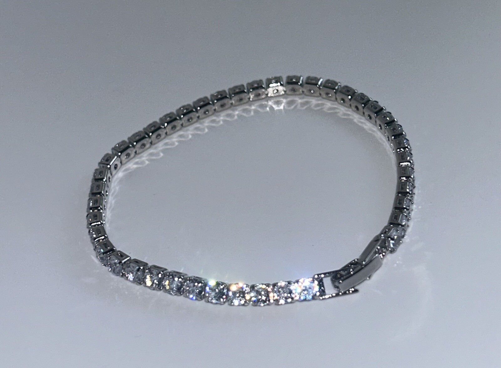 Round Cut Moissanite Silver bracelet