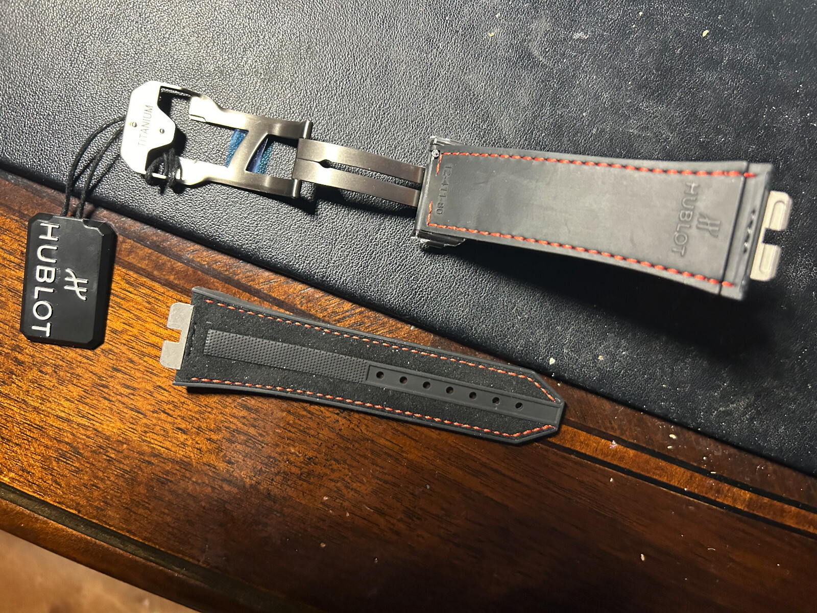 NEW Original Hublot Ferrari Unico Watch Strap bracelet Black Alcantara Rubber XL