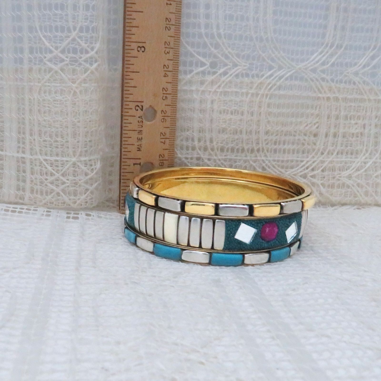 Set of 3 Boho Bangle Bracelets Multicolor Casual Business or Retro Party Wear